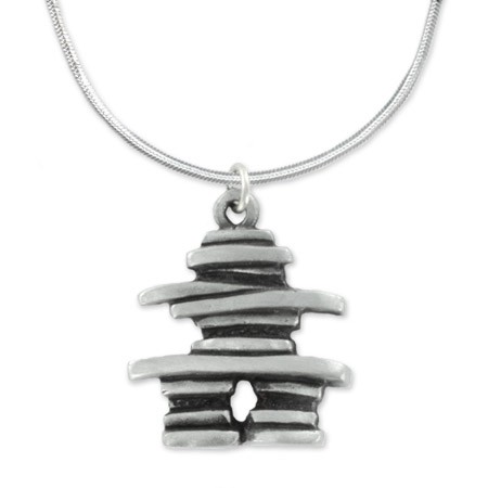 Pewter Inukshuk Pendant with Snake Chain - Click Image to Close
